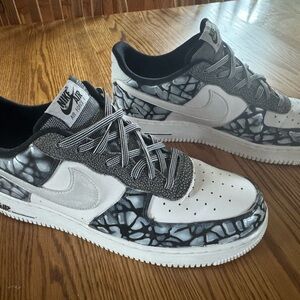 Nike Air Force 1 Low Sneakers - Black, White, and Gray Custom